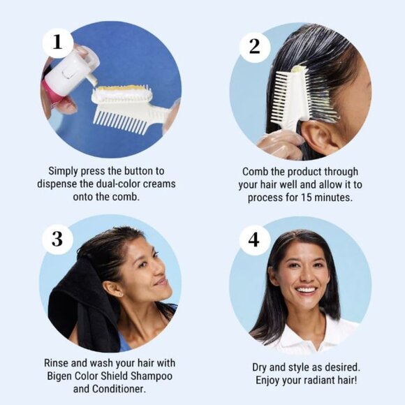 2 Pack Bigen One Push Cream "Just Push & Apply" No. 4 Medium Brown (2 Boxes) - Picture 5 of 11